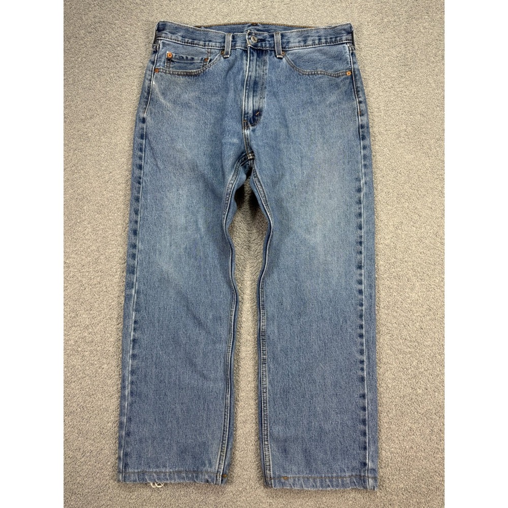 Levi's 505 Jeans Men's 34x34 Blue Medium Wash Straight Leg Relaxed Fit Y2K